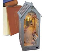 Nudorpn Nook Book, Book Nook Decor - House Model Building Kit, Tiny House Book Nook Model with LED Light, Wooden Puzzle 3D Clamp for Living Room