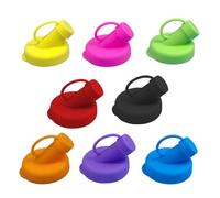 Nudorpn Pack of 8 Silicone Milk Bottle Pourers, Leak-proof Dispenser Caps with Lid for Glass Bottles, Reusable Pouring Aid for Drinks, Water, Juices, Milk (Random Colour)