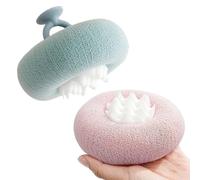 Nudorpn Shower Sponges with Sunflower Design - 2 in 1 Loofah, 2 Pieces Suction Cup Washing Brush Mesh Scrubber for Children Adults Travel Home Hotel Spa After Training Bath Time