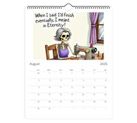 Nudorpn Wall Calendar with Skeleton Illustration, Fun Calendar for Office, School, Home, Classroom, Fridge, Family