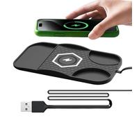 Nudorpn Wireless Car Charger - 15W Fast Wireless Charger with Tray for Smartphone in Car - Silicone Base for Traffic Jam and Daily Journeys for Sedan and SUV on Board