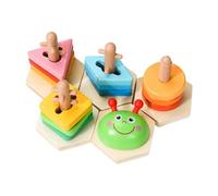 Nudorpn Wooden Shapes Sorting Toy, Colourful Stacking Rings for Sensory Perception and Early Development at Home and on the Go