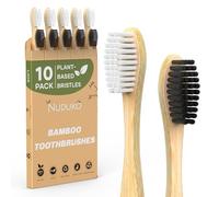 NUDUKO Bamboo Toothbrushes Travel Toothbrush 10 Pack - BPA Free Plant-Based Soft Bristle Toothbrush, Eco-Friendly, Natural Wooden Tooth Brush, Biodegradable Soft Toothbrushes for Adults