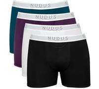 NUDUS Premium Bamboo Rayon Underwear for Men 4-Pack Luxury Gift Box - Ultra Soft & Breathable - Low Rise Sexy Undies with Fly, Multicolor-d-boxer Briefs, S