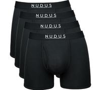 NUDUS Premium Bamboo Rayon Underwear for Men 4-Pack Luxury Gift Box - Ultra Soft & Breathable - Low Rise Sexy Undies with Fly, Black-boxer-briefs, L