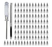 [NUEAYMS] 100pcs elegant cone spikes are perfect for customizing your denim jacket shoes and fashion accessories, perfect for everyday casual use jacket studs, フリーサイズ, As described, No Gemstones