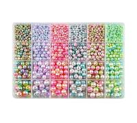NUEAYMS 1890Pcs Changing Color Pearl Beads Set for Jewelry Making Elegant Spacer with Holes Round Round for Jewellery Making Unique Gifts