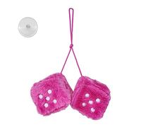 NUEAYMS Car Mirrior Hanging Furry Dice 7.5cm Car Hanging Furry Dice Pair of Retro Square Hanging Plush Dice with Dots Hanging Hanging Couple Fuzzy Plush Dice with Dots for Car Interior Ornament, Pink