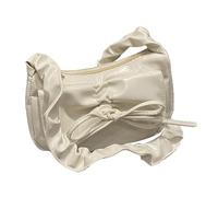 [NUEAYMS] Casual Pleated Adjustable Shoulder Bag, Novelty Bowknot Shape PU Leather Handbag Wallet, Unique Bowknot Shoulder Wallet for Women, beige
