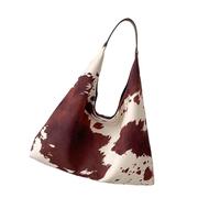 [NUEAYMS] Cow Print Bag for Women Spacious Shoulder Bag with Comfortable Strap Practical Polyester Casual Essential Ladies Bag, coffee