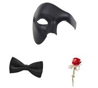 NUEAYMS Decor Ready Masquerade Accessory Set with Half Face Cover, Black