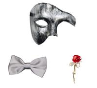 NUEAYMS Decor Ready Masquerade Accessory Set with Half Face Cover, Silver