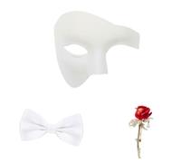 NUEAYMS Decor Ready Masquerade Accessory Set with Half Face Cover, White