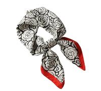 [NUEAYMS] Flower Print Scarf 70CM Square Shawl Wrap Elegant Head Music Festival Formal Occasion Suit Bag Camellia Scarf for Women, フリーサイズ