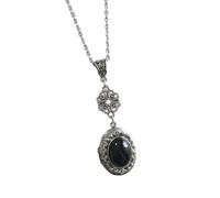 NUEAYMS Gothic Victorian Necklace with Vintage Gemstones Adjustable Clavicle Chain for Women and Girls Silver Alloy Necklace