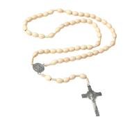 NUEAYMS Handcrafted Wood Bead Vintage Rosary Necklace for Religious Prayer Including 8mm 10mm Beads and 5.2cm Pendant Religious Jewelry