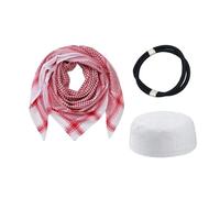 [NUEAYMS] Multifunctional Arabic Head Scarf Set with Igal Soft Quick Dry Fabric Camping Formal Polyester Head Scarf for Daily Use, フリーサイズ