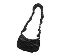 [NUEAYMS] Pleated Ruched Sweet Bowknot Shoulder Bag Elegant PU Leather Underarm Handbag Purse Women Daily Essential Shape Satchel, Black