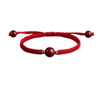 NUEAYMS Red Rope Couple Bangle High Content Cinnabars Women ' s Single Bead/Triple Beads Wrist Chain Three Lives Together Red Rope