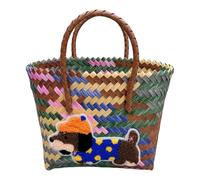 [NUEAYMS] Trendy Dachshund Dog Pattern Handbag Retro Stripe Shoulder Bag Casual Underarm Wallet Great Women Commuter Bag, Oh!, One size