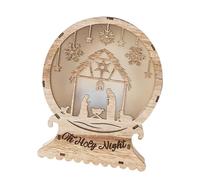 NUEAYMS Wood LED Light Decoration Nativity Scene Light Wood Christmas Ornaments For Christmas Decoration Holiday Present Nativity Scene
