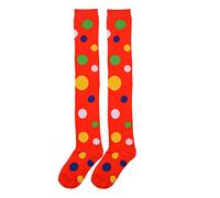 NUEEUDD Socks 1 Pair Women Girls Long Socks Colorful Irregular Polka Dot Printed Over Knee Thigh High Stockings Fancy Party Costume Red