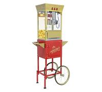 NUEFYR Vintage Commercial Popcorn Machine with Cart & Warmer Light - 12oz Stainless Steel Popper Makes 60 Cups for Home Theater and Parties, Red