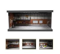 NUEIOVRW Hot Wheels 1:64 Diorama Garage Model, LED Lighting Parking Lot Scene Display Case, Diecast Model Car Storage, Workshop Model Car Display Box, Building Model Garage, Diorama Model Kit (FC-05)