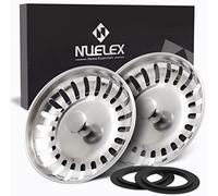 NUELEX 2Pcs Kitchen Sink Plug Strainer, 78mm Diameter Kitchen Sink Strainer with 2 Bonus Multi-Size Silicone Seals 304 Stainless Steel Leak-Proof Drainer Plug, 22 Holes & Smooth Shape, JT-SP506-NX