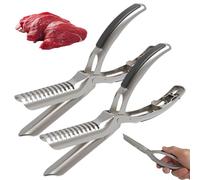 Nuelreva 2Pcs Rib Prep Tool, Ergonomic Non-Slip Stainless Steel Rib Membrane Removal Tool, Effortless Kitchen Gadgets for BBQ Lovers, Cookouts, Camping Membrane Removal