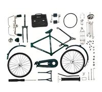 Nuelreva 52Pcs/Set Mini Bike Kit, DIY Retro Toy Bike Model Ornament Unassembled Miniature DIY Alloy Toy Simulation Green Finer for Girls Boys Gift Dirt Bikes