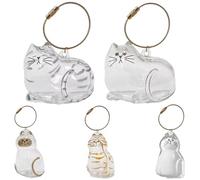 Nuelreva 5Pcs Pet Memorial Gifts, Cat Shaped Memorial Gifts, Keychain for Collecting Cat and Dog Hair, Hair Storage Box Pendants for Pet Lover for Cats