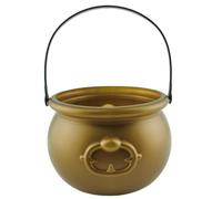 Nuelreva Cauldron 7.7x5.3in Gold Witches Cauldron Halloween Candy Bowl Plastic Pot with Handle Trick or Treat Party Supplies Halloween Decorations