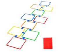 Nuelreva Hopscotch Rings Game, 10Pcs Square Hopscotch Rings 15 Inch Multi-Colored Obstacle Course Fun Play Kids Outdoor Play Equipment