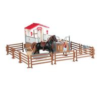 Nuelreva Horse Toys Realistic Plastic Horse Stable Playset with Fence, Figures, Barn, Play Fade-Resistant Portable Farm Toys for Boys Girls