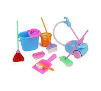 Nuelreva Household Pretend Play Toy Kit Mini Vacuum Cleaner Cleaning Mop Broom Tools Accessories Toys Ware Toys for Girls Kids 9Pcs