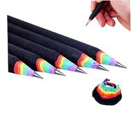 Nuelreva Rainbow Paper Pencil 5Pcs 2B Eco-Friendly Unfading Antiallergic School Pencils Stationery for Kids Students Drawing Writing Sketching, Black Pencils