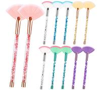 Nuenen 12 Pcs Soft Fan Facial Brushes Mask Acid Applicator Brush for Mud Cream Blush Makeup Peel Glycolic Multi Use Cosmetic Tools with Glitter Quicksand Handle and Pouch(Colorful)