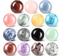 Nuenen 15 Ball Crystals Sphere Gemstones 1 Inch Crystal Sphere Polished Loose Witch Ball Stones Multi-Styles Gemstones Sphere Pocket Palm Crystals