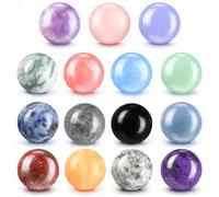 Nuenen 15 Pcs Gemstone Sphere Balls 0.8 Inch Polished Crystal Sphere Bulk Multi Style Witch Ball Tones Gemstones Pocket Palm Crystals for Witchcraft Meditation Reiki Balancing