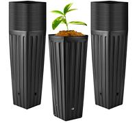 Nuenen 150 Pcs Tall Tree Pot Plastic Deep Plant Nursery Pots Black Seedling Treepots Flower Plant Container with Drainage Holes for Indoor Outdoor Gardening (11.8" H X 3.9" W)