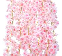 Nuenen 16 Pack 94.4ft Artificial Cherry Blossom Vines Cherry Blossom Flower Garland Hanging Silk Cute Room Decor for Japanese Kawaii Bedroom Party Wedding Spring Home Decorations (Pale Pink)
