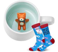 Nuenen 2 Pcs Cat Graduation Gifts for Her Him Cat Lovers Unisex Cute Socks Coffee Mug Mum Ever Novelty Socks Animal 3D Animal Morning Cup Tea Cup for Women Friends Teacher Birthday Christmas Gifts