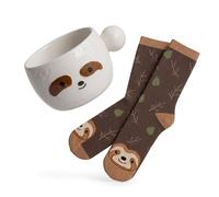 Nuenen 2 Pieces Sloth Mug Gifts Sets for Women, Include Sloth Coffee Mug and Cute Brown Socks, Gift for Women Men Friends Birthday
