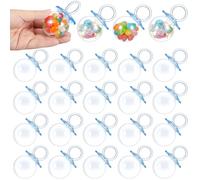 Nuenen 24 Pcs 3.15 Inch Blue Mini Baby Shower Bottles Plastic Candy Bottles Bulk Fillable Candy Box for Baby Shower Party Newborn Birthday Thank You Gift for Guest