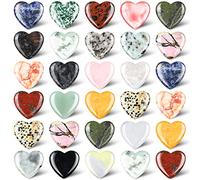 Nuenen 30 Pcs Heart Shape Crystals Bulk 1.2 Inch Gemstone Heart Stones Worry Stone Rocks Quartz Love Pocket Palm Bulk for Mother's Day Gifts Stress Relief Gift (Vintage Color)
