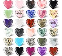 Nuenen 30 Pcs Heart Shape Crystals Bulk 1.2 Inch Gemstone Heart Worry Stone Love Rocks Quartz Wholesale Love Pocket Palm for Christmas Stress Relief Witchcraft Women Gift (Classic Color)