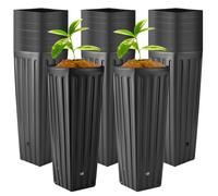 Nuenen 30 Pcs Tall Tree Pot Plastic Deep Plant Nursery Pots Black Seedling Treepots Flower Plant Container Starting Pots with Drainage Holes for Indoor Outdoor Gardening (11.8" H X 3.9" W)