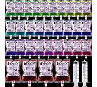 Nuenen 32 Pcs Halloween Blood Bags for Drinking, Vampire Party Drinking Pouches, Juice Puree Bag Reusable Energy Drink Container 8.5oz with Cap for Nurse Graduation Party