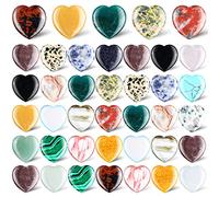 Nuenen 40 Pcs Father Day Heart Shaped Worry Stones Bulk 1 Inch Love Healing Heart Rystal Stone Mini Pocket Assorted Polished Rock Gemstones for Mother Kindness Affirmation Anxiety Gift(Elegant)
